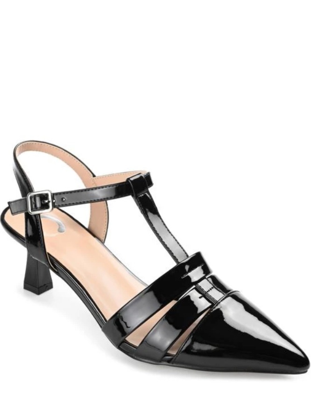 Journee Collection Black Patent Slingback Heels Size 8 NWT Pointed Toe Pumps